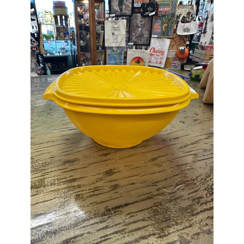 Vintage Yellow Tupperware Bowl with Lid